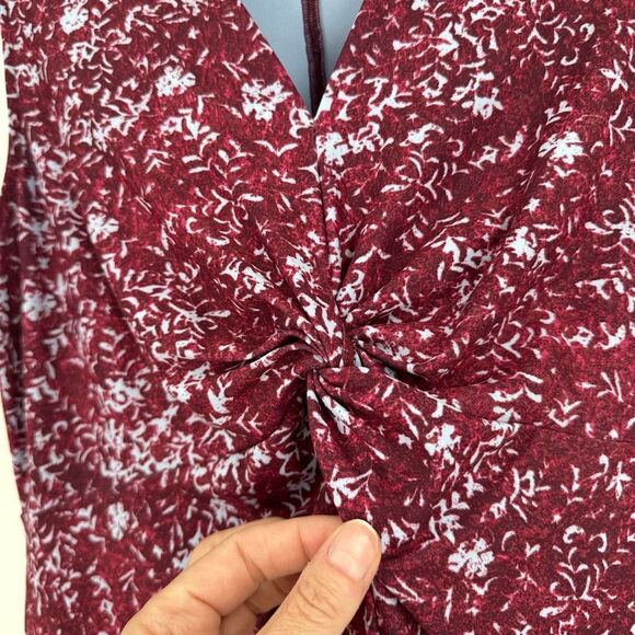 Eddie Bauer Women's Travex Stretch Dress Size L Purple Geometric Knotted Bodice - Picture 5 of 13